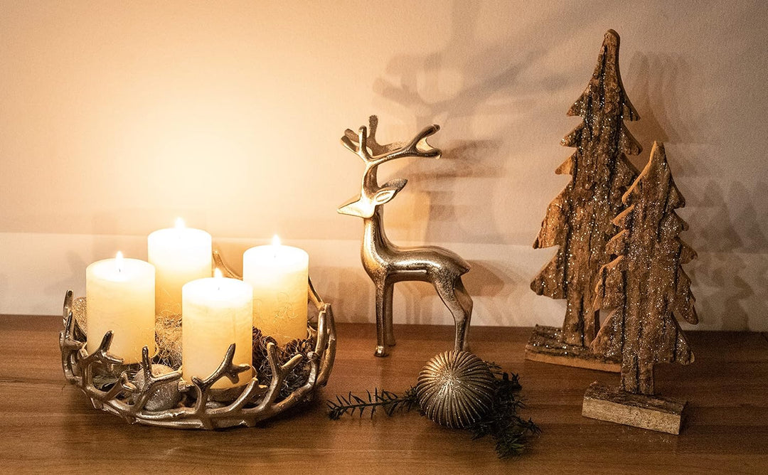 Brandsseller Adventskranz Ø 28 cm | Weihnachtskranz | Aluminium | Silber | Äste Ø 28 cm