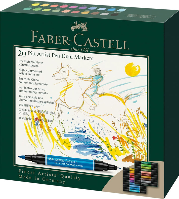 Faber-Castell 162020 - Pitt Artist Pen Dual Marker Tuschestift, mit zwei Spitzen, eine Pinselspitze