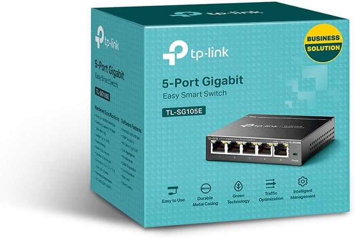 TP-Link TL-SG105E 5-Ports Gigabit Easy Smart Managed Netzwerk Switch(Plug-and-Play,Metallgehäuse, Qo