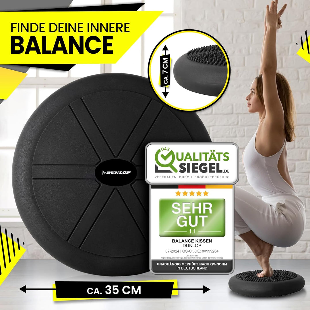 Dunlop Sports Balance Kissen Ball Sitzkissen - für einen stärkeren Rücken in Rekordzeit Premium Bala