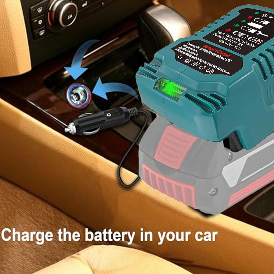 TPDL Auto Ladegerät für Bosch Professional 18 Volt System Akku mit LED Anzeige, Car Ladegerät Ersatz