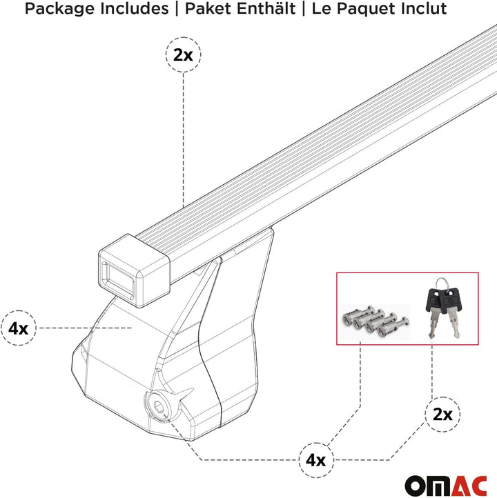 Menabo Dachträger kompatibel mit Mercedes C-Klasse W206 2021-2023 Gepackträger Silber 2X TÜV, Silber