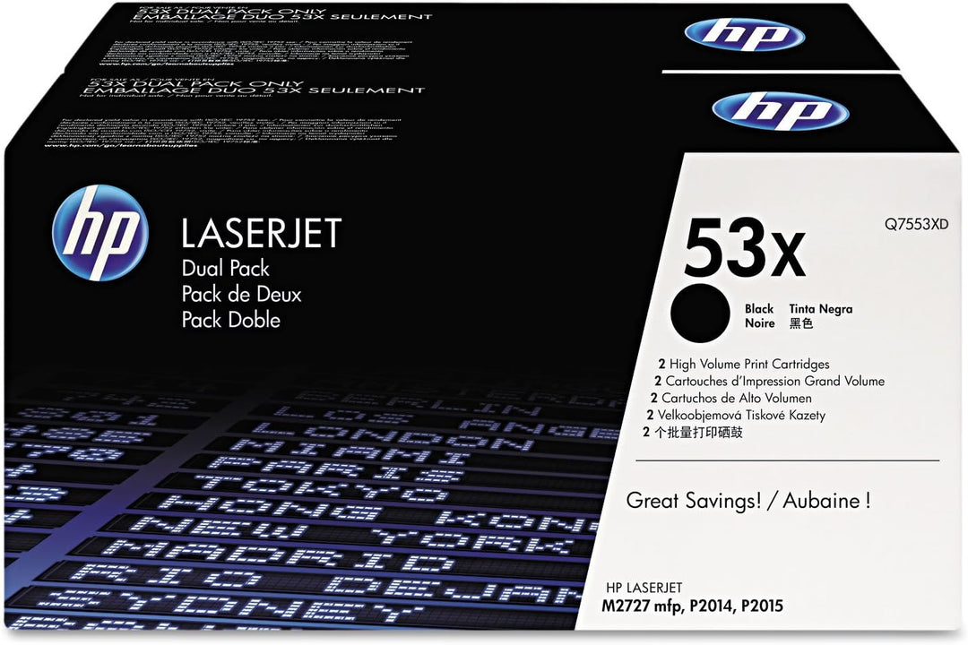 HP 53X 2er-Pack (Q7553XD) Schwarz Original Toner mit hoher Reichweite für HP Laserjet P2014, P2015,