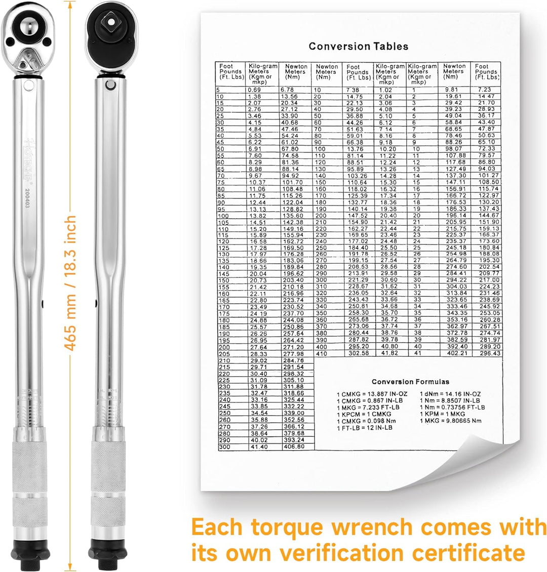 Hoteche Drehmomentschlüssel 1/2 Zoll 28-210Nm mit Hebelumschaltknarre und Stahlrohr für präzises Anz