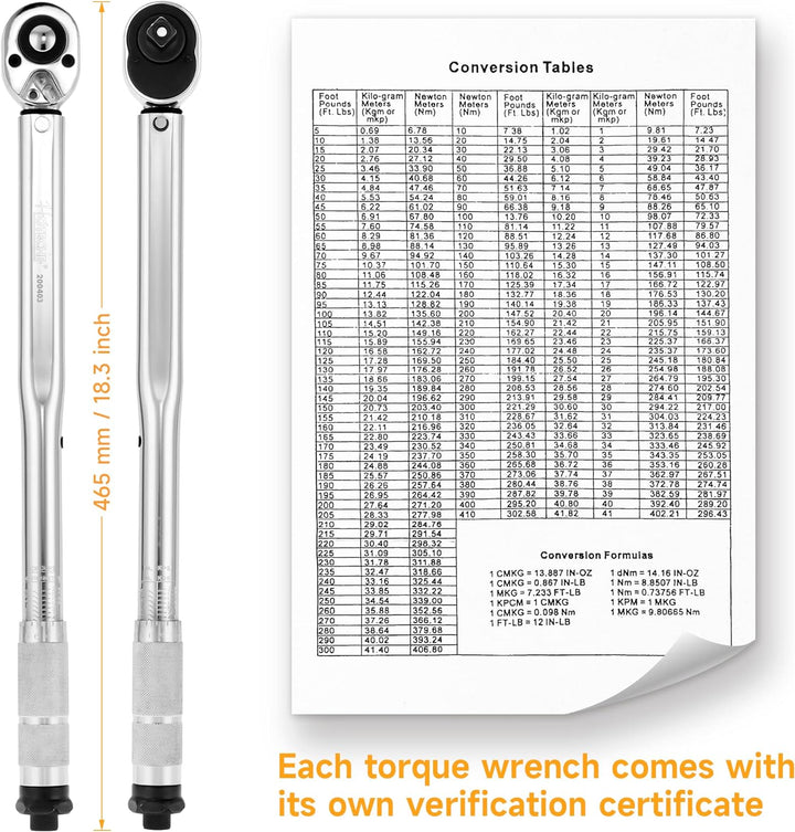 Hoteche Drehmomentschlüssel 1/2 Zoll 28-210Nm mit Hebelumschaltknarre und Stahlrohr für präzises Anz