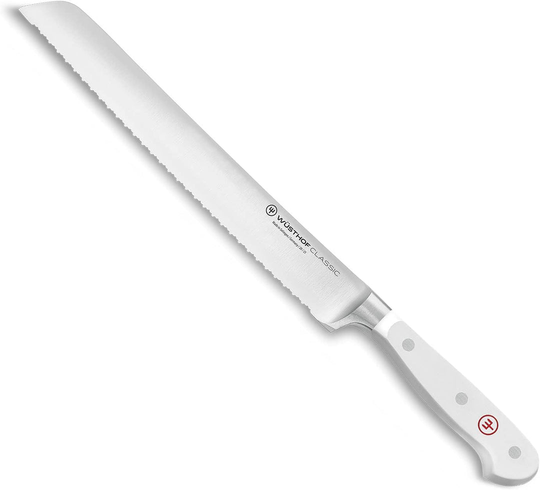 WÜSTHOF Classic Brotmesser 23 cm mit Präzisions-Doppelwelle, weiss, Weiss