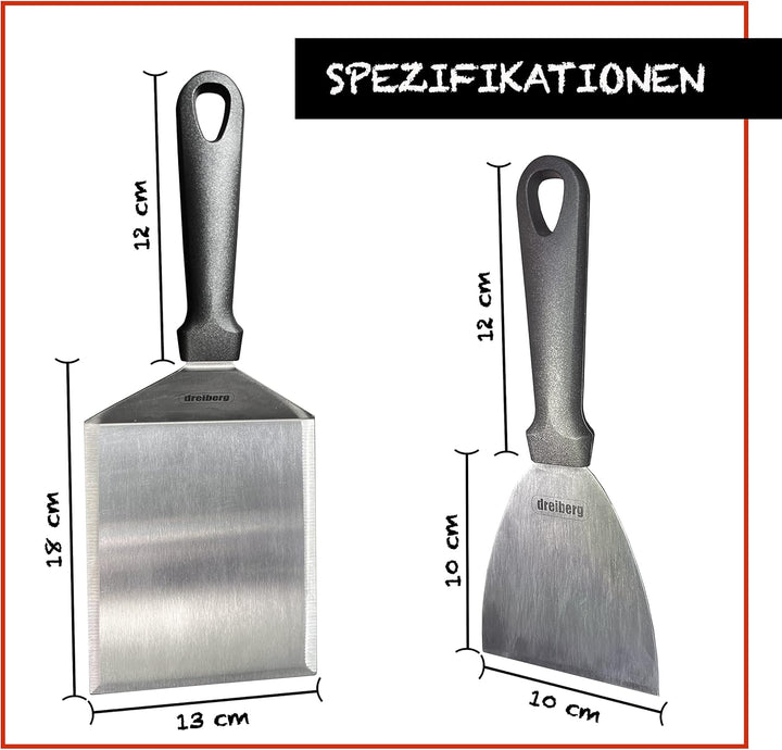 DREIBERG® XXL Grillspachtel Set aus Edelstahl – Grill Pfannenwender für Smash Burger. Das perfekte P