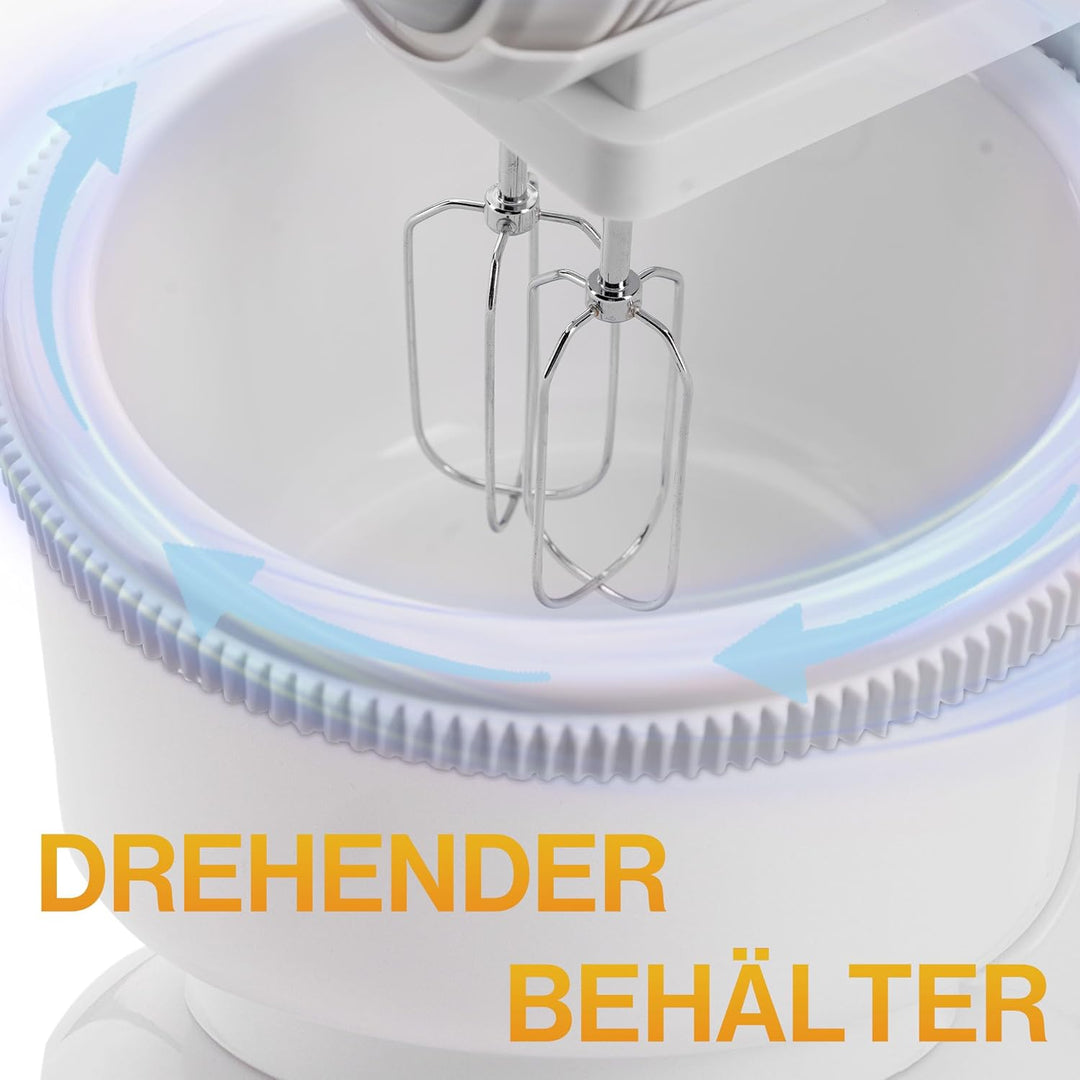Iskra Handmixer mit Behälter, Mixer Handrührer mit Turbo Funktion und Drehbehälter 300 Watt