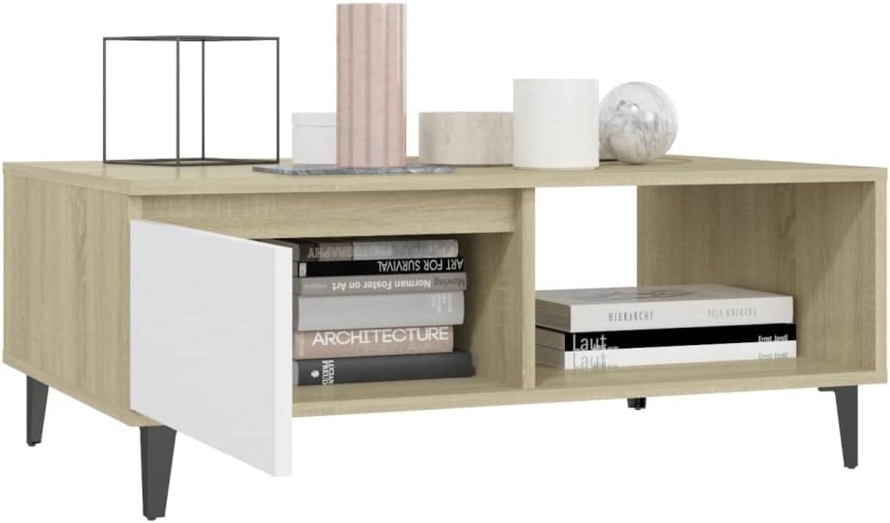 FIRBNUS Couchtische mit Offenes Fach Side Table Beistelltisch Wohnzimmertisch Modern Design Tisch Wo