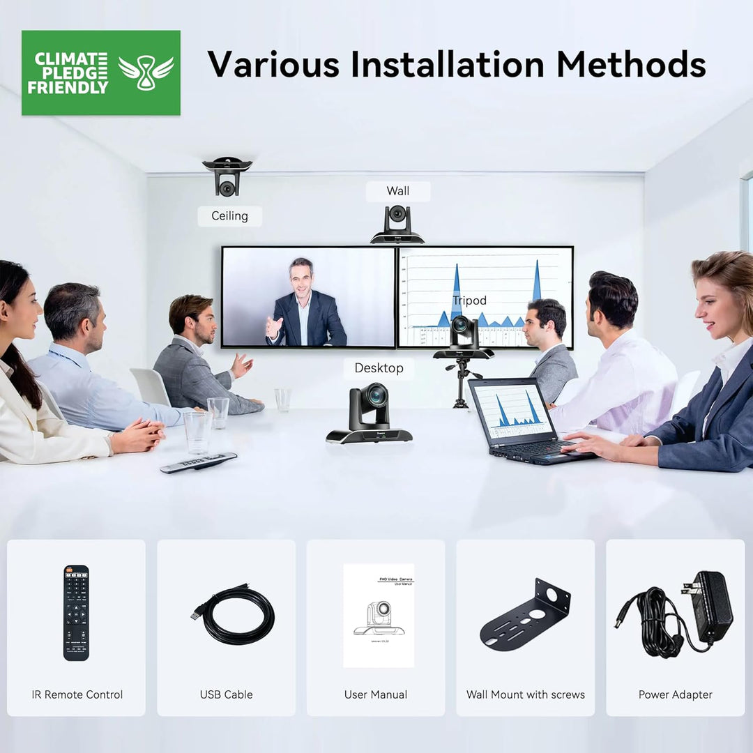 Tenveo PTZ Kamera 12X Optischer Zoom Konferenzraum USB3.0/HDMI Weitwinkel PTZ Kamera für Videokonfer