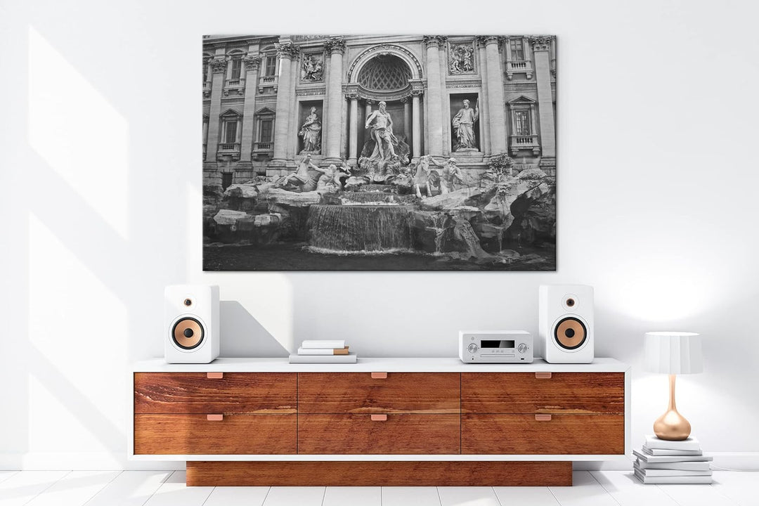 deyoli Trevi Brunnen in Rom Format: 100x70 Effekt: Schwarz&Weiss als Leinwandbild, Motiv fertig gera