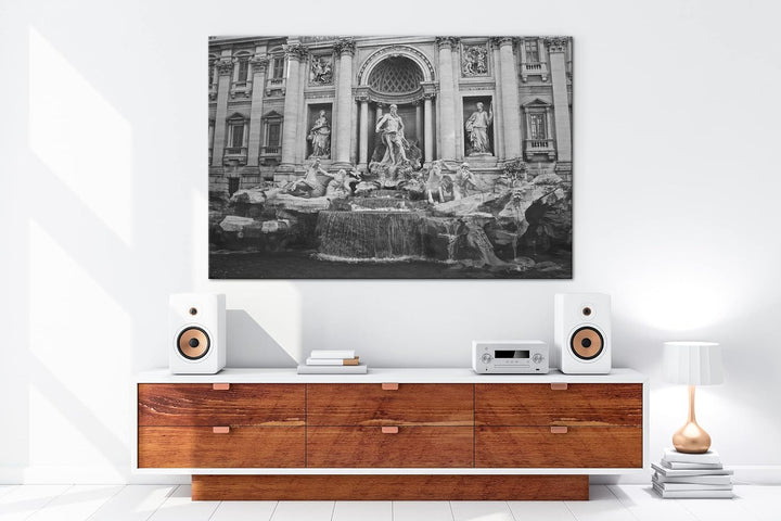 deyoli Trevi Brunnen in Rom Format: 100x70 Effekt: Schwarz&Weiss als Leinwandbild, Motiv fertig gera