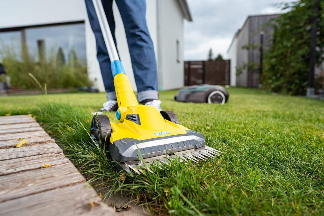 GLORIA Akku Rasen- und Kantenschneider FineCut 18V - Ergänzung für Mähroboter | Akku Rasenmäher/Rase
