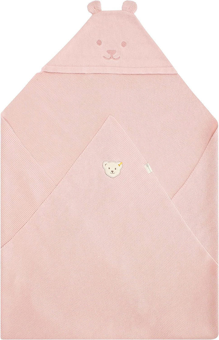 Steiff Unisex Baby Basic Decke Strick GOTS, Silver Pink
