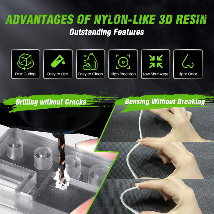 SUNLU 3D Drucker Harz, Starkes Haltbares Nylon Wie 3D-Harz für LCD DLP SLA Harz 3D Drucker, 395-405n