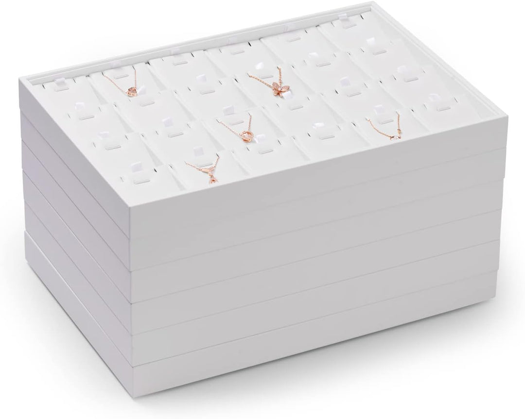 Oirlv Hochwertiges Weiss Leder Schmucktablett,Stapelbar,12 Gitter, Schmuckschublade,für Armbänder,Oh