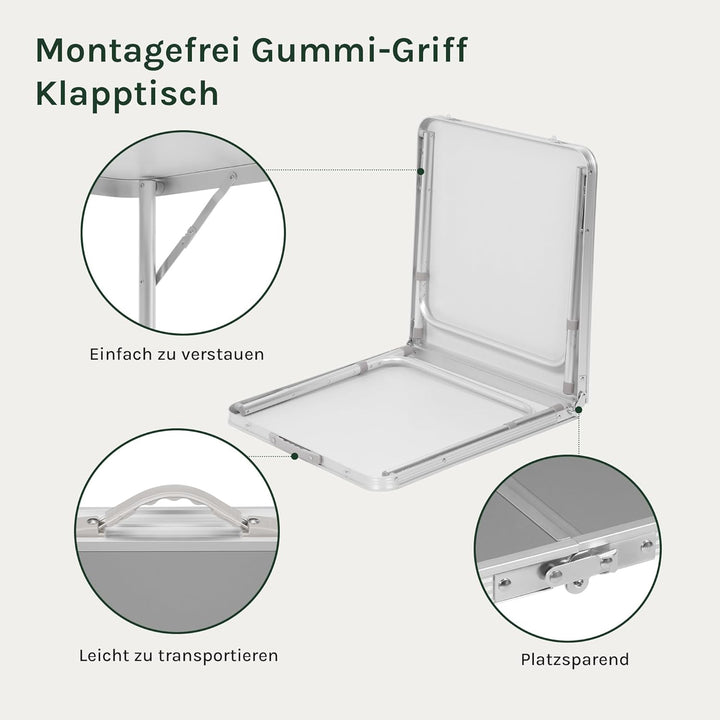 WOLTU Campingtisch Klapptisch Gartentisch Arbeitstisch Balkontisch höhenverstellbar Aluminium MDF Gr