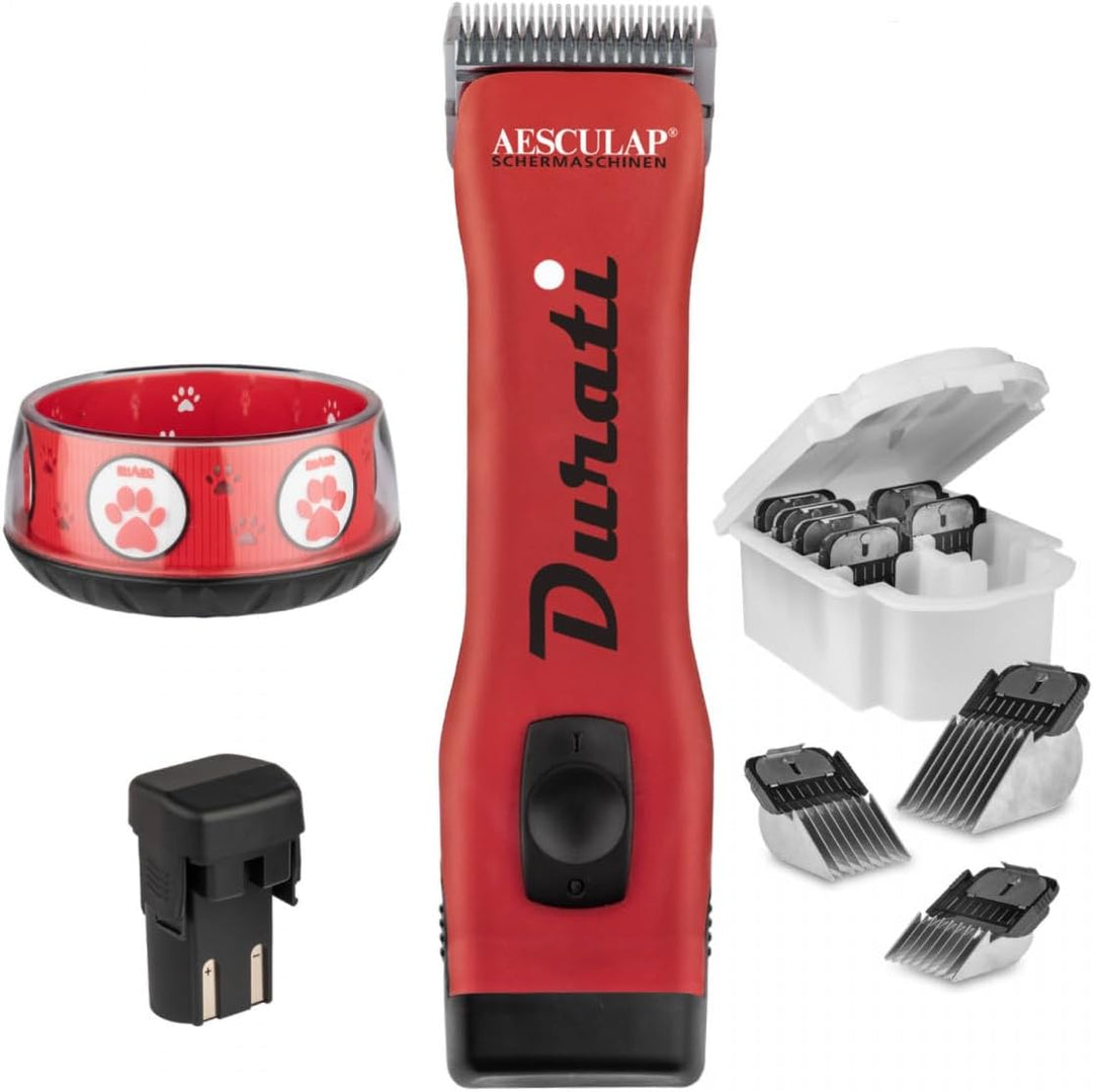 EHASO AESCULAP Profi Hundeschermaschine Set Durati Speed mit Scherk. + Hundenapf + Aufschiebekammset