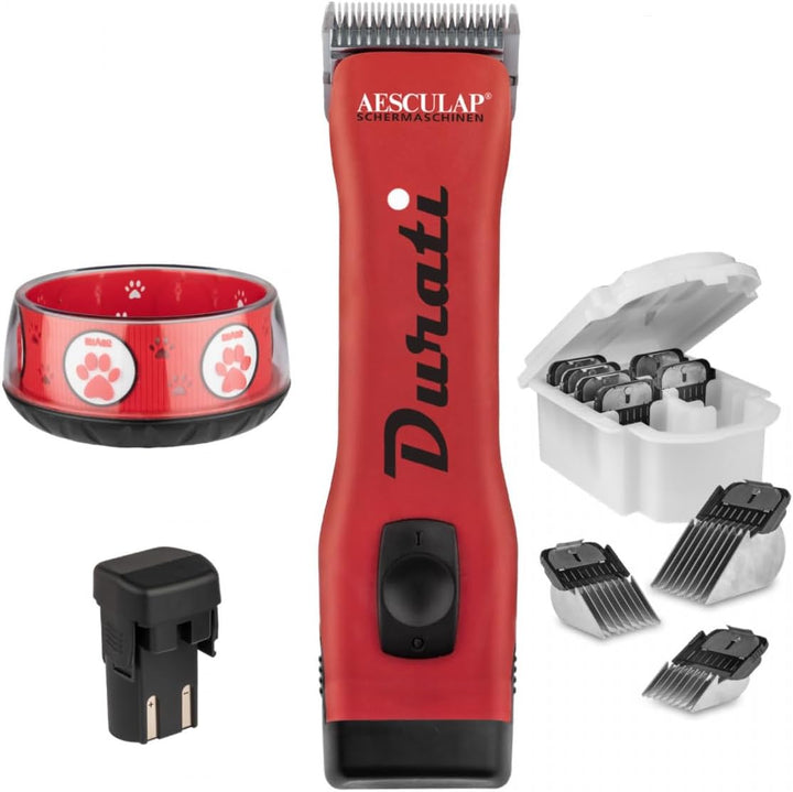 EHASO AESCULAP Profi Hundeschermaschine Set Durati Speed mit Scherk. + Hundenapf + Aufschiebekammset