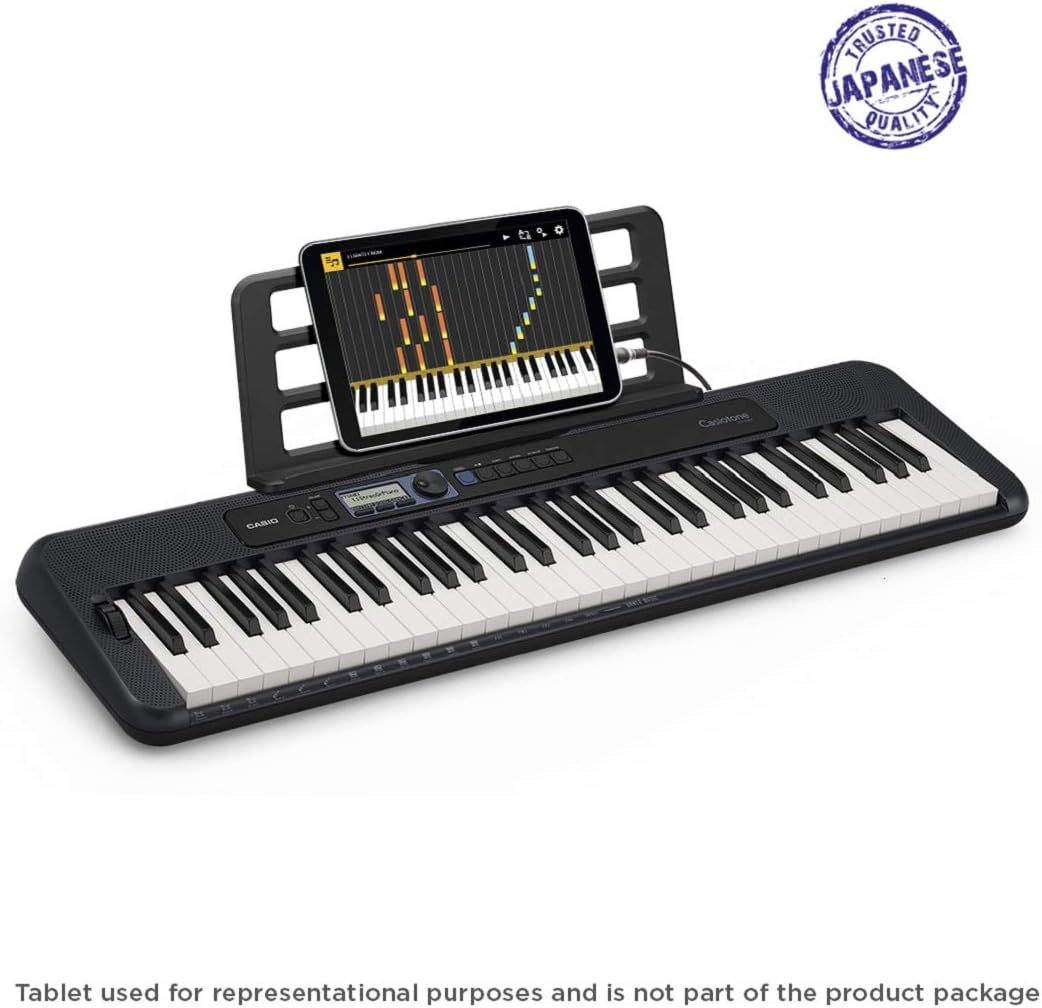 Casio CT-S300 Keyboard mit 61 anschlagdynamischen Standardtasten und Begleitautomatik & RockJam dopp
