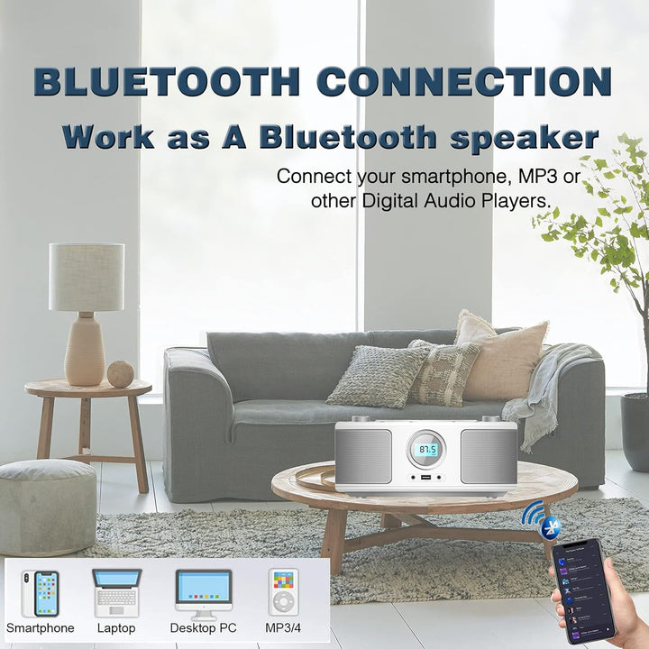 Tragbarer CD-Player Boombox,CD-MP3 Player,CD/CD-R,USB,FM Radio,AUX-In,CD Player Radio,Stereoanlage,K