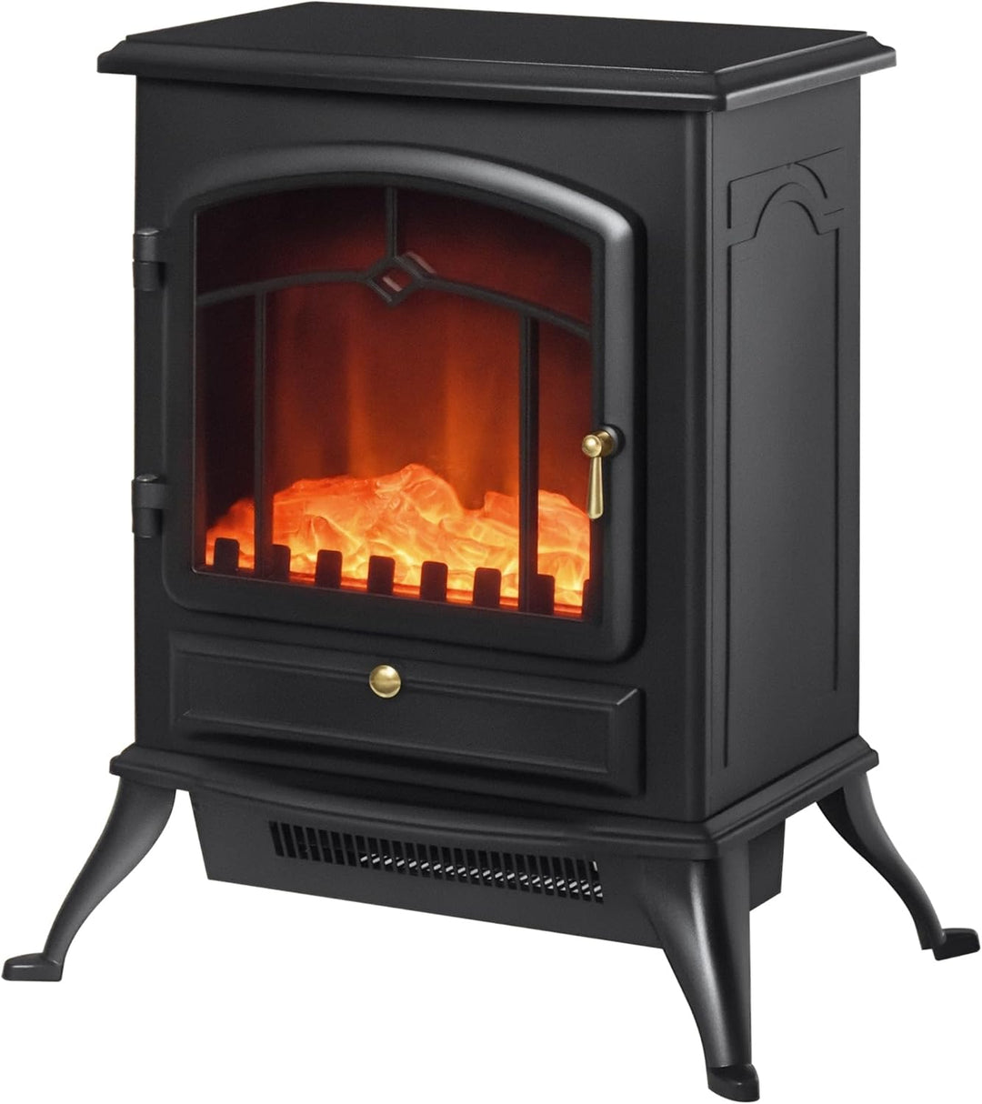 HOMCOM Elektrokamin Kaminofen Flammeneffekt 1000/2000W Überhitzungs-Schutz Metall Schwarz 45 x 28 x