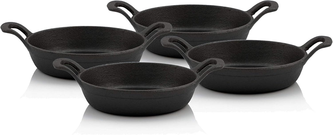 BBQ-Toro Gusseisen Servierpfännchen Set (4 Stück) | Ø 20 cm - rund | bereits eingebrannt - preseason