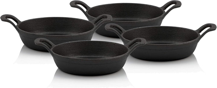 BBQ-Toro Gusseisen Servierpfännchen Set (4 Stück) | Ø 20 cm - rund | bereits eingebrannt - preseason