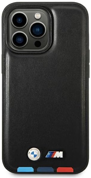 Etui BMW BMHMP14L22PTDK Hülle für iPhone 14 Pro 6,1" schwarz/Black Leather Stamp Tricolor