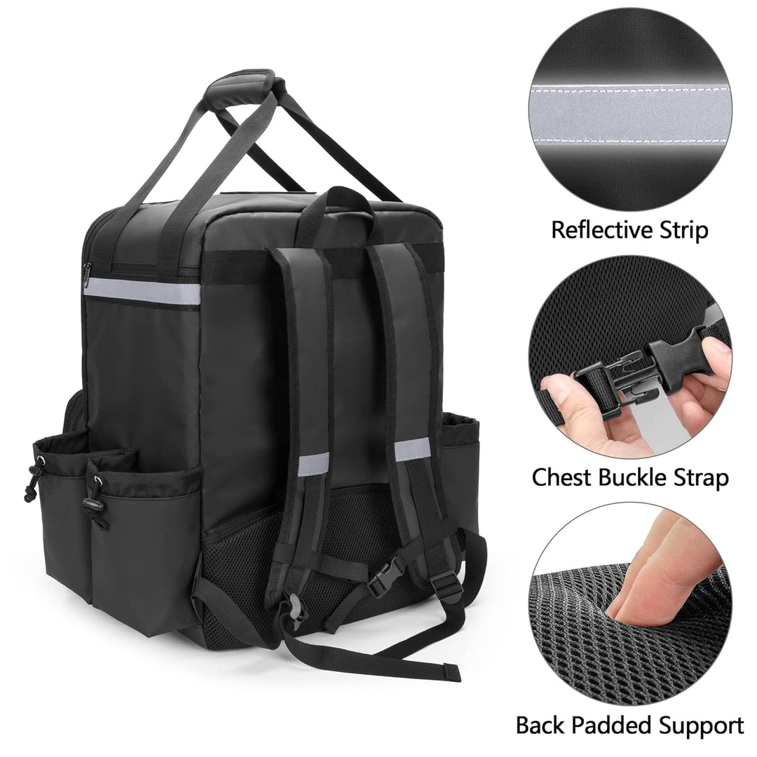 Trunab Pizza Tasche mit 4 Becherhaltern, 14-Zoll-Pizzaliefertasche mit Stützbrettern, Isolierte Lief