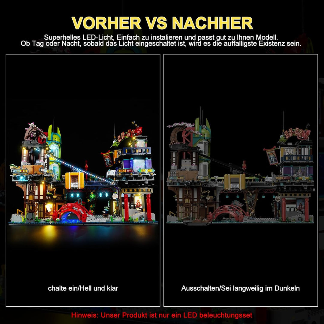 cooldac LED Licht Set für Lego 71799 Ninjago City Markets, Fernbedienung Licht Set Kompatibel mit Le