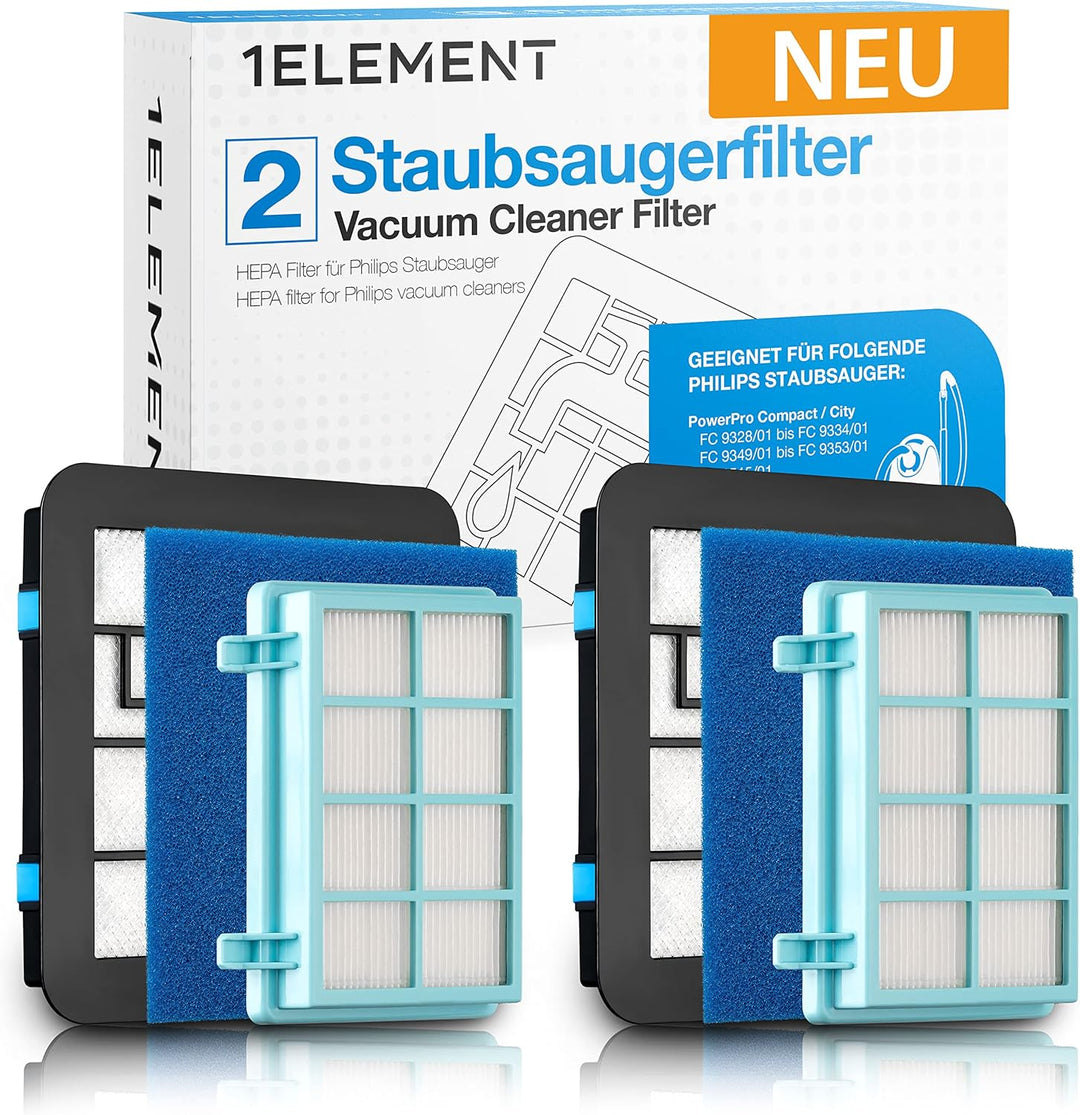 2 Filter fΓΌr Philips PowerPro Compact, PowerPro City & PowerPro Active Staubsauger β Ersetzt FC8010/