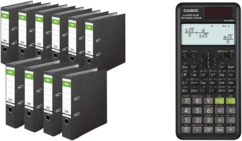 Original DINOR Ordner-Wolkenmarmor-Recycling & Casio FX-87DE PLUS-2 Wissenschaftlich-Technischer Sch