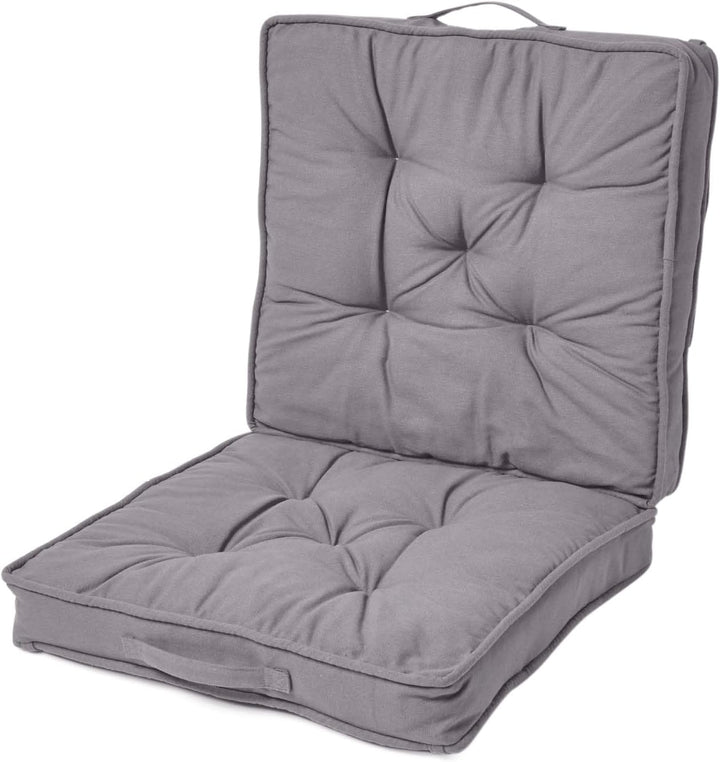 Homescapes Faltbares Reisekissen 50x50 cm dunkelgrau, Auto-Sitzkissen mit Rückenlehne, Klappsitzkiss