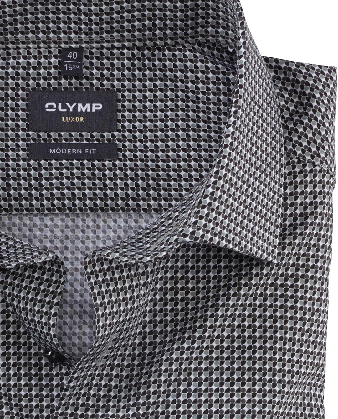 OLYMP Herren Businesshemd Langarm Luxor,Digitaldruck,modern fit,Global Kent 37 Oliv 47, 37 Oliv 47