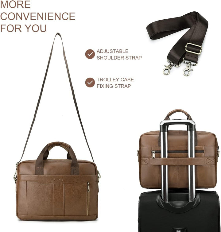 SPAHER Laptoptasche 14/15.6 Zoll Aktentasche Herren Business Tasche Arbeitstasche Herren Echtleder T
