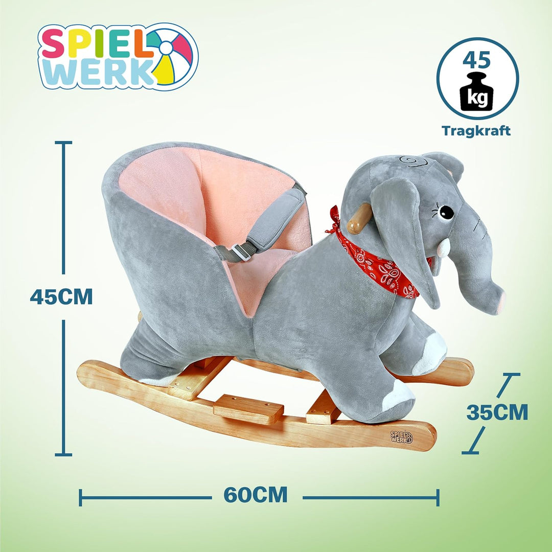 DEUBA® Schaukelelefant Schaukeltier Plüsch Schaukel Wippe Pferd Einhorn Kinder Baby Spielzeug Sound-