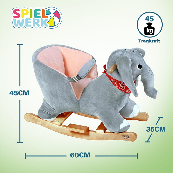 DEUBA® Schaukelelefant Schaukeltier Plüsch Schaukel Wippe Pferd Einhorn Kinder Baby Spielzeug Sound-