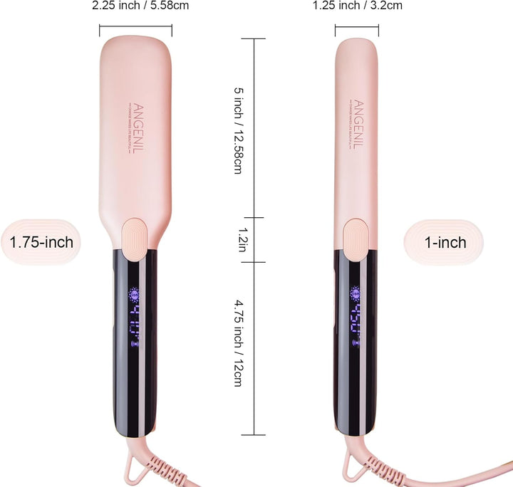 ANGENIL Pro Titan Flacheisen HaarglÀtter 4.5cm breit, Salon Grade Dual Voltage GlÀtten und Curler 2-