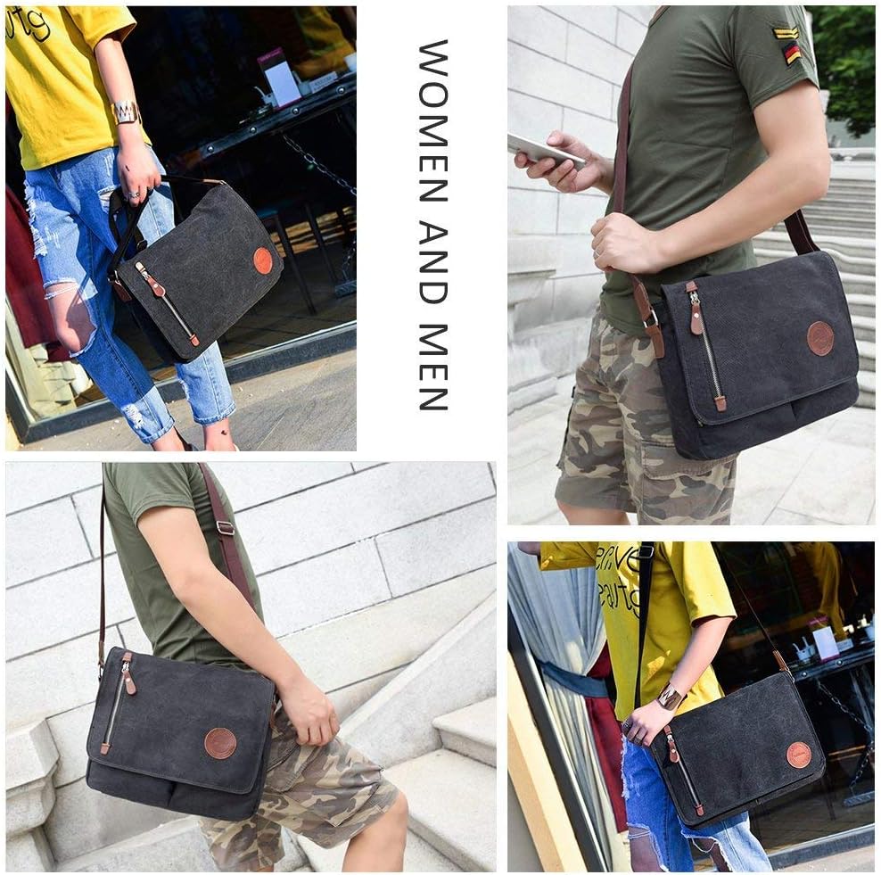 AUGUR Canvas Messenger Bag fur Herren Laptoptasche 13 Zoll Umhangetasche Vintage Herren Umhangetasch
