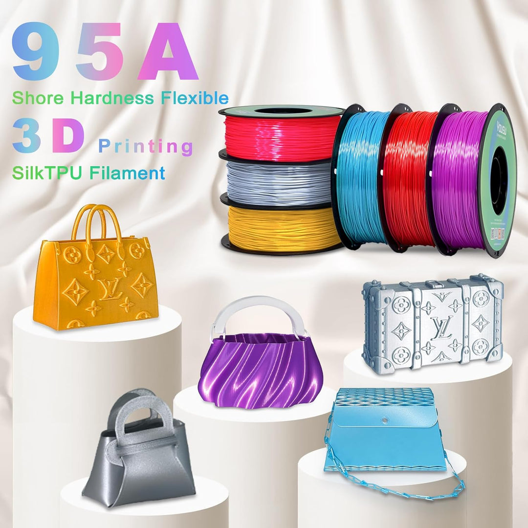 YOUSU Silk TPU Filament 1,75 mm, flexibles 95A TPU 3D-Drucker-Filament, 1-kg-Spule, Massgenauigkeit