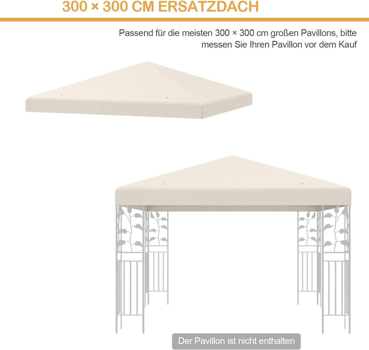COSTWAY 3x3m Ersatzdach für Garten Pavillon, Pavillondach Ersatzbezug mit Ablauflöchern & Klettversc
