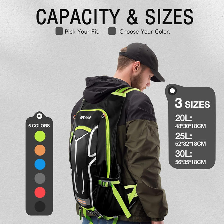 SPGOOD Fahrradrucksack 20L/25L/30L (9 Farben)-Wasserdichter Ultraleicht-für Damen & Herren Multifunk