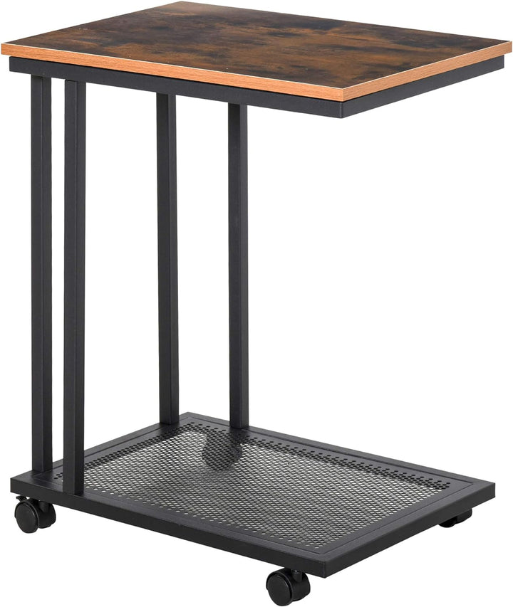 HOMCOM Beistelltisch C-Form Rollwagen Servierwagen Laptoptisch Sofatisch Beistelltisch Nachttisch Be