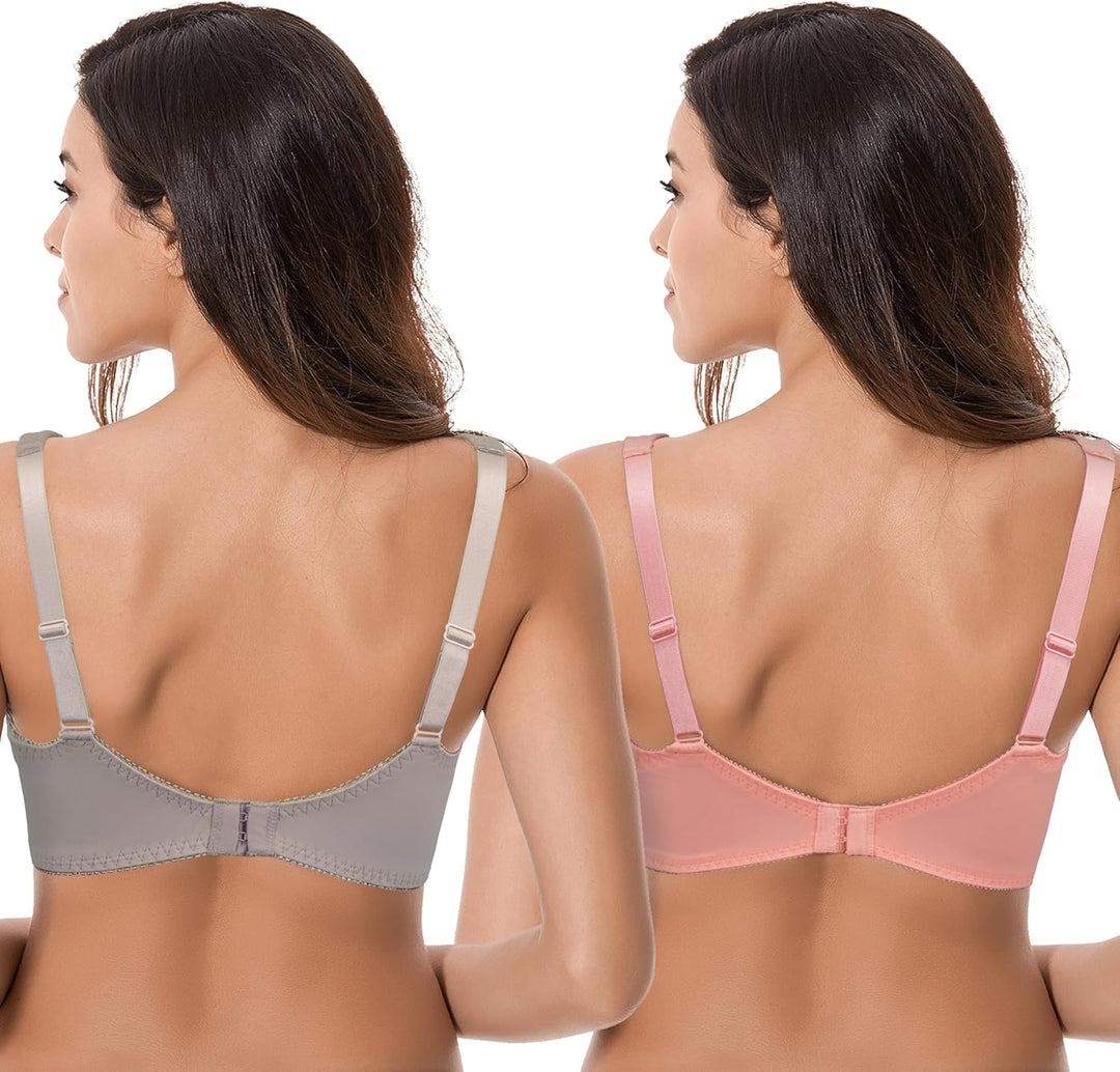 Curve Muse Damen Übergrösse Minimizer Bügel-BH mit Stickspitze - 2er Pack 75D Braun, Pfirsich Bernst