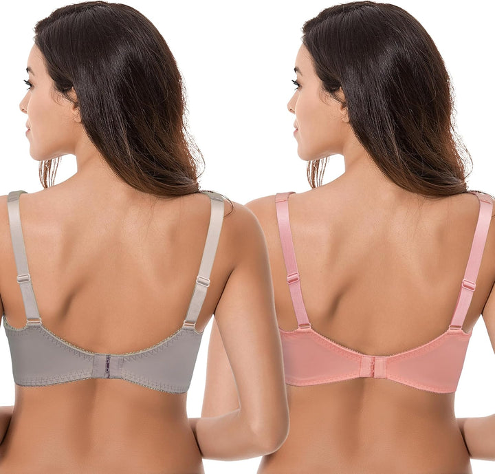 Curve Muse Damen Übergrösse Minimizer Bügel-BH mit Stickspitze - 2er Pack 75D Braun, Pfirsich Bernst