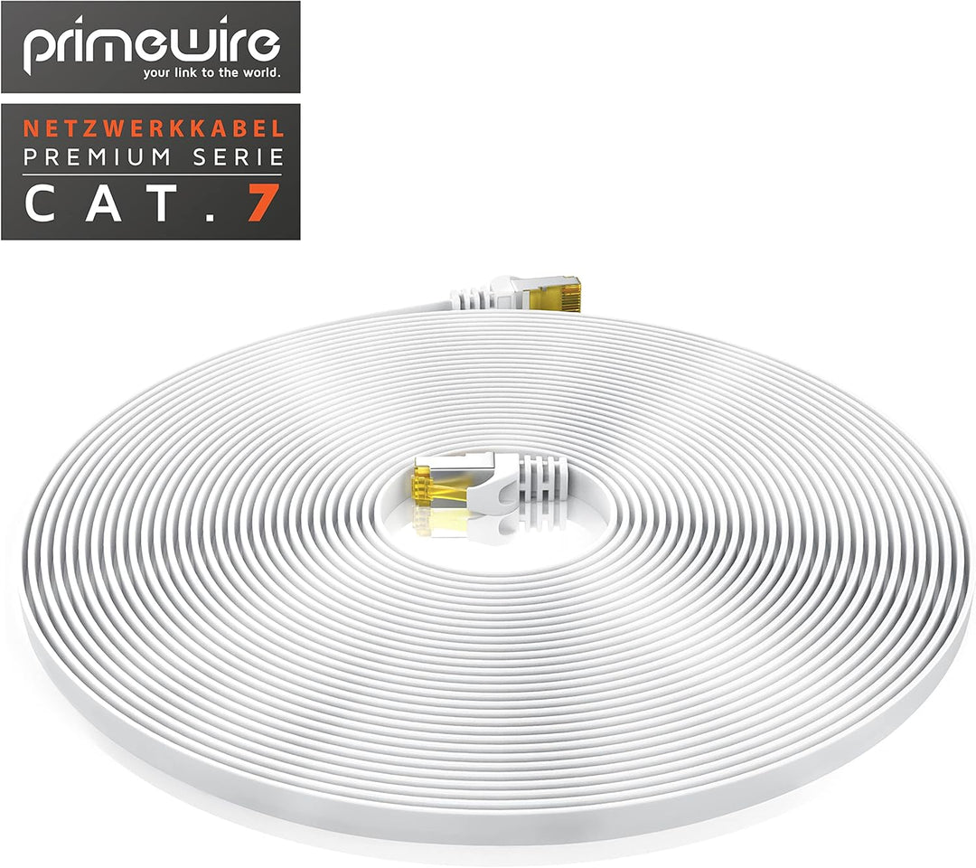 30m CAT 7 Netzwerkkabel Flach - Ethernet Kabel - Gigabit Lan 10 Gbit s - Patchkabel - Flachbandkabel