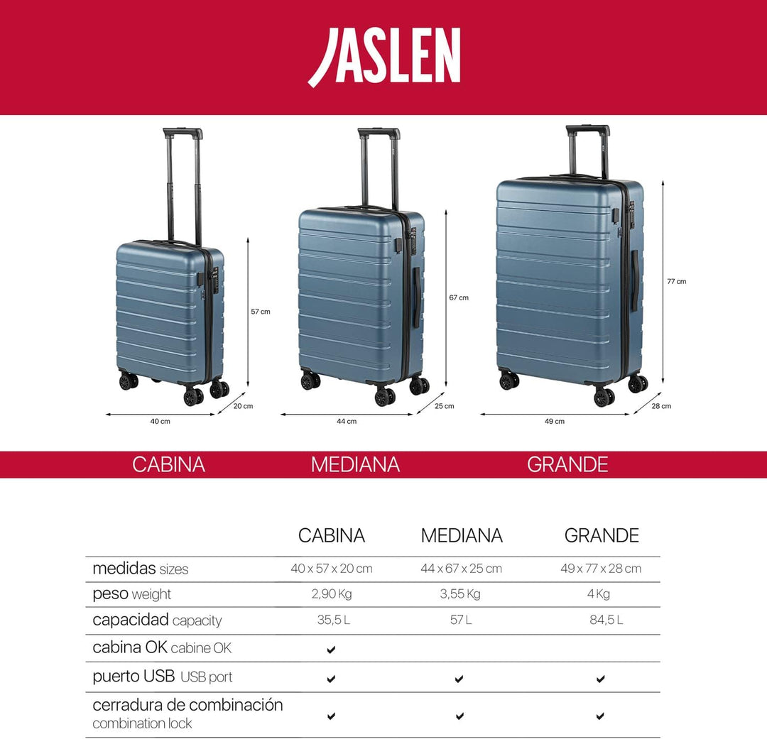 JASLEN - Handgepäck Koffer Trolley - Reisekoffer Mit Rollen und Reisekoffer Hartschalenkoffer für Vi