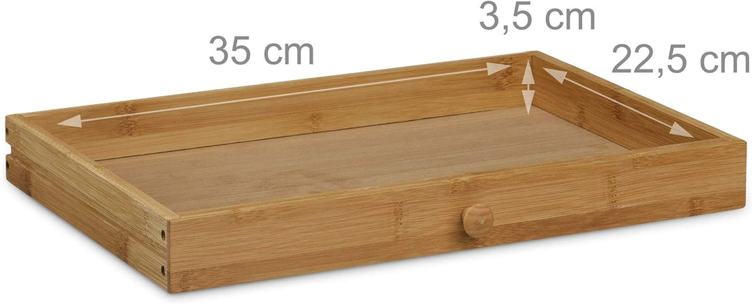 Relaxdays Rollbrotkasten mit Schublade, Bambus, aromadicht, Brotkasten mit Rolldeckel, HxBxT: 21 x 4