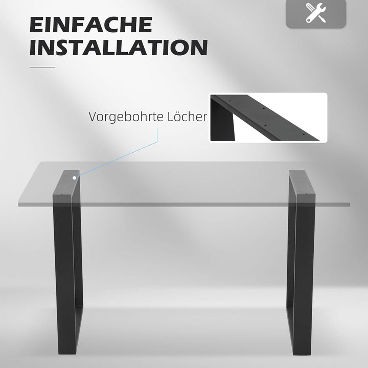 HOMCOM Tischbeine, 2er-Set Tischkufen, Möbelfüsse aus Vierkantprofilen, 60 x 72 cm Tischgestell für